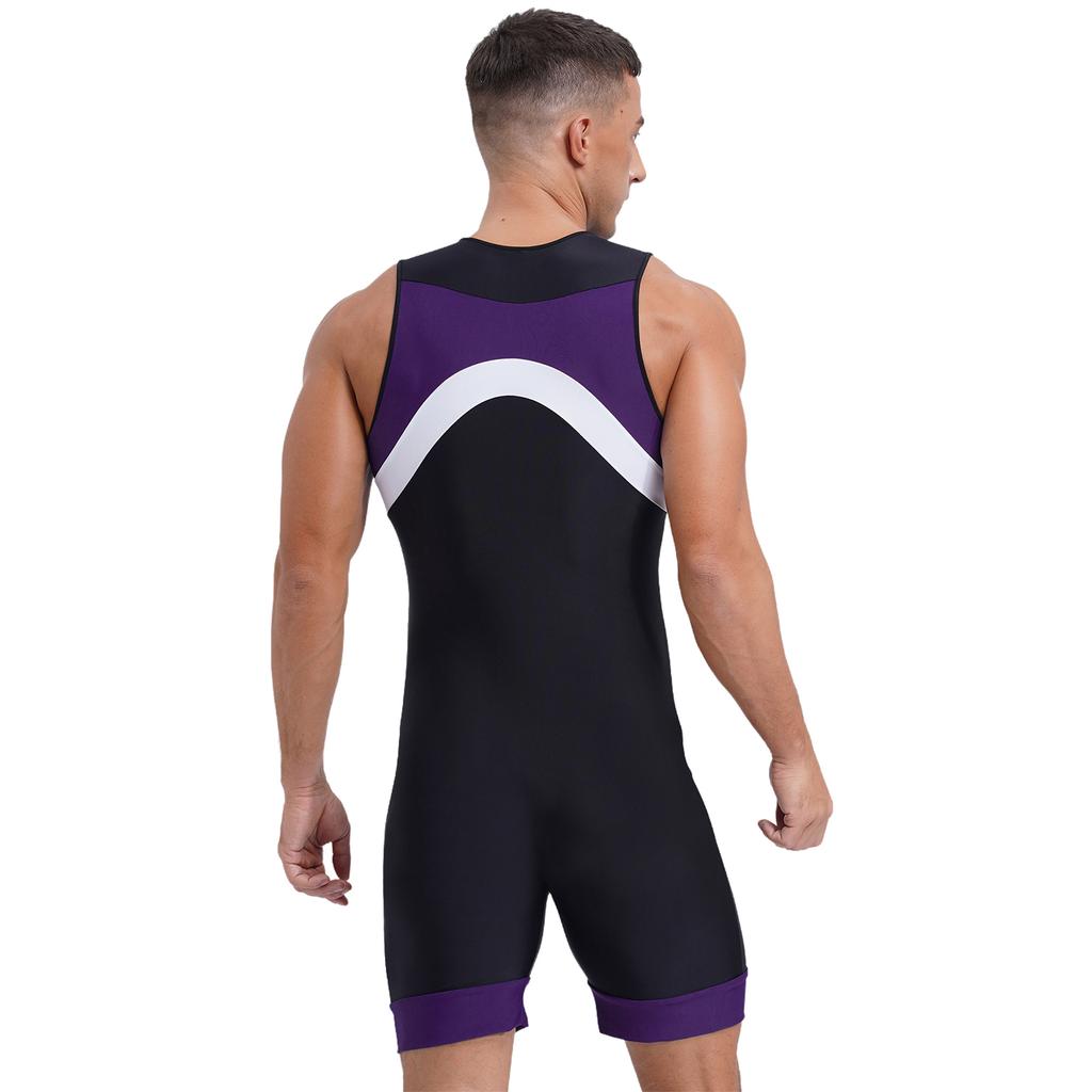 Body Deportivo de Color Contrastante sin Mangas con Cremallera Mono Deportivo Natación Surf Ciclismo