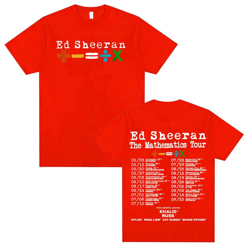 Summer Ed Sheeran Mathematics Tour Graphic Men Women Harajuku Retro 90s Hip Hop 100% Pure Cotton Printed T-shirt
