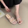 French beautiful bow rhinestone sandals women's summer wear 2025 new fairy wind gentle open-toed cool slippers