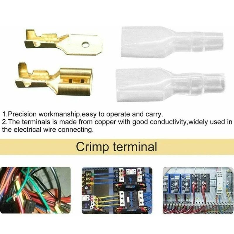 120/270/315PCS Splice Male and Female Wire Spade Connector Crimp Terminal Block Assortment Kit Golden with Insulating Sleeve