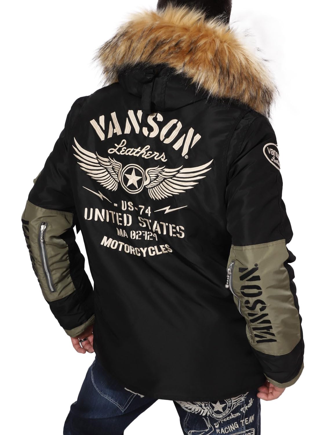 

Jacket Wing Star Embroidery Black XL [Banson] Mid-length N3-B NVJK-2403 чорний