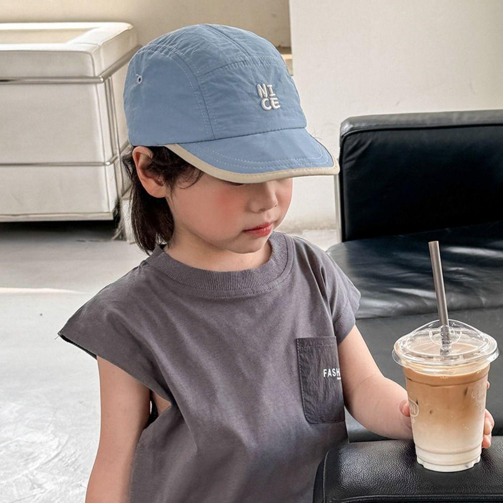 

Быстросохнущая детская бейсболка с вышивкой букв, летние козырьки, новые детские аксессуары, дети синий