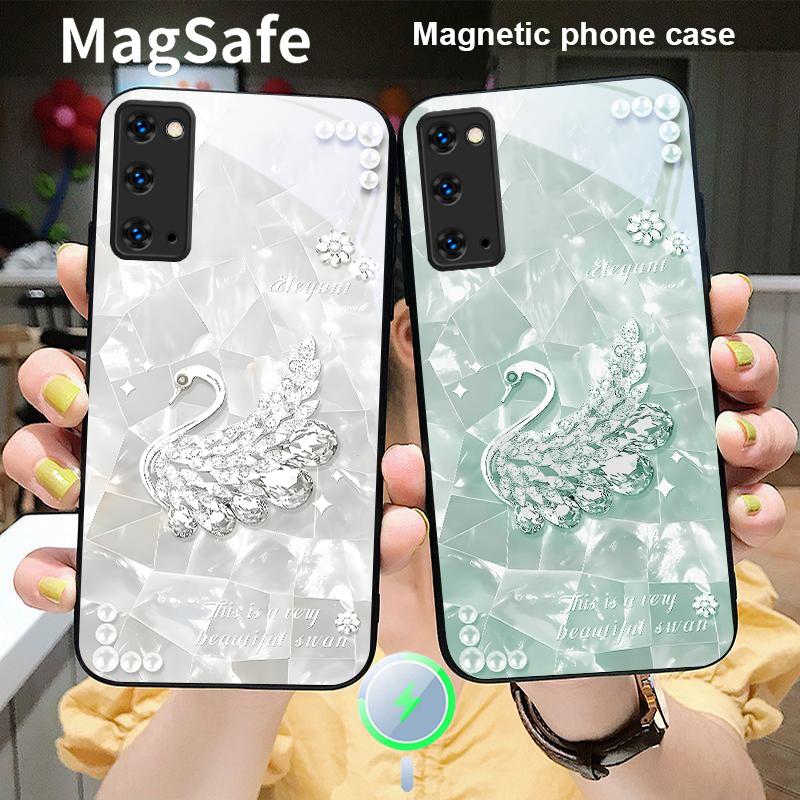 A twinkling little pearl For Samsung S25 S25 Edge S25Ultra S8 9 10 20 S21 Pro 22 Plus S23 FE S24 Ultra Magsafe Glass Phone Case