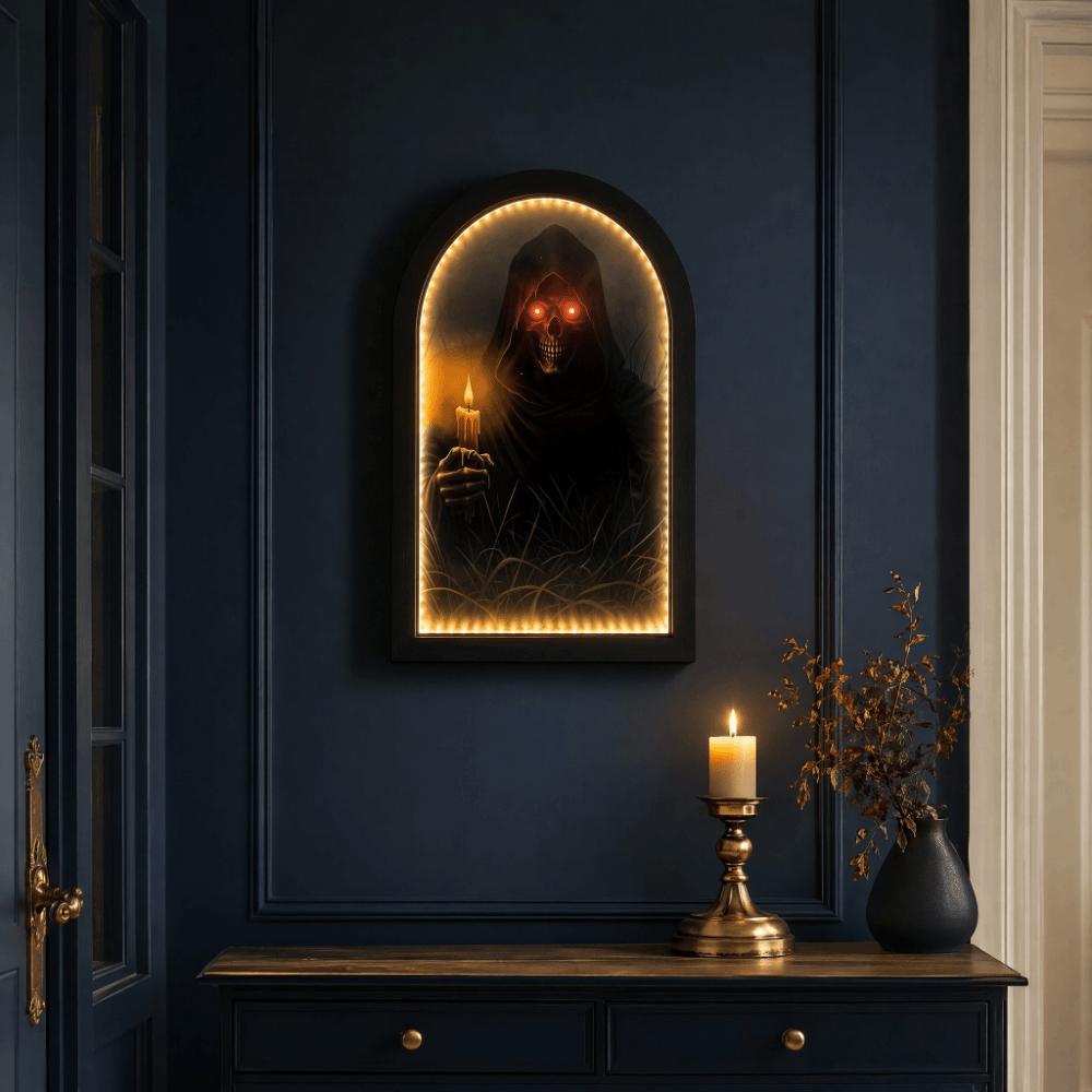 Beleuchteter leuchtender Geisterspiegel Geisterförmiger LED-Wandspiegel Gothic Horror