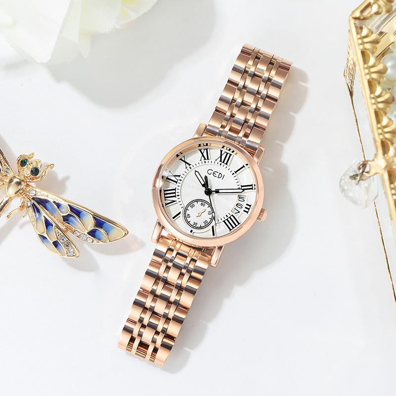 Calendar Steel Belt Quartz Watch Fashion Business Style Stainless Steel Watch Ladies Niche Premium Watch
