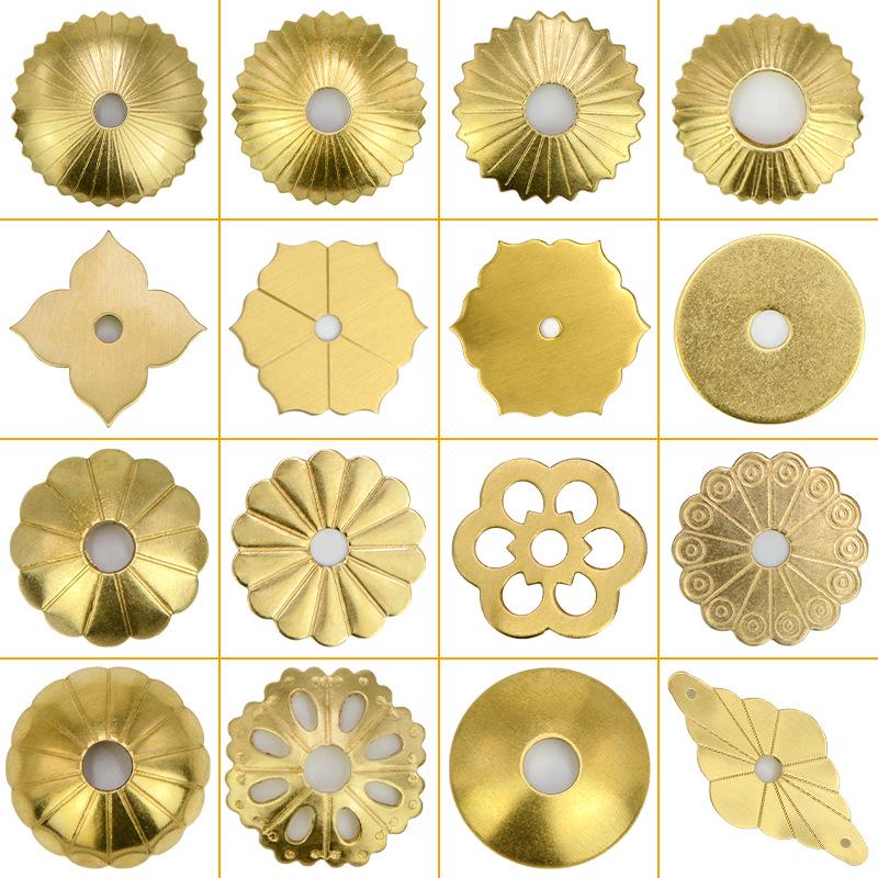 Vintage Brass Furniture Fittings: Antique Gasket, Flat Washer, Irregular Handle, and Base Plate Collection.