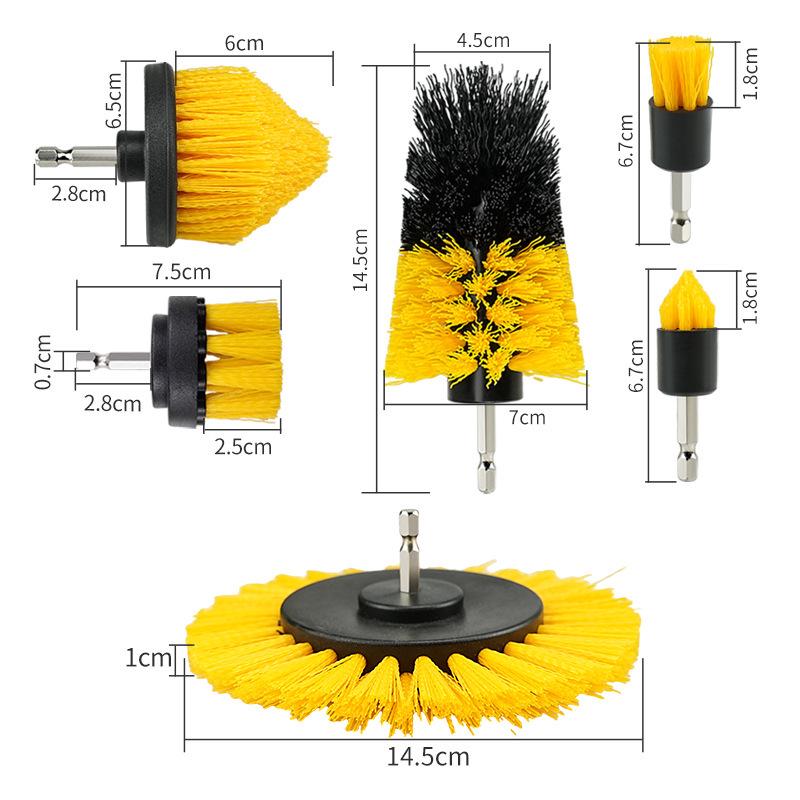 6-Piece Electric Drill Brush Set for Cleaning: Includes Bristle and Wheel Brushes
