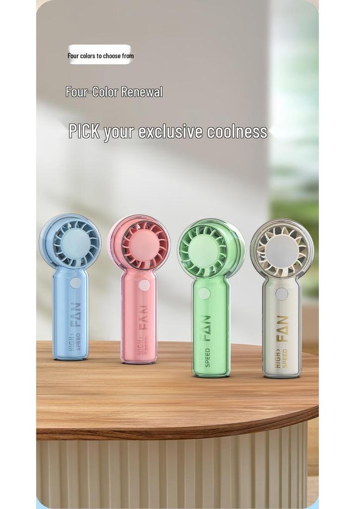 Portable USB Rechargeable Cartoon Handheld Fan - Lightweight, Three-Speed, Outdoor Friendly