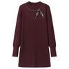 2025 Rhinestone High Neck Knit Midi Dress for Petite Women