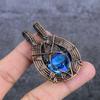 Natürlicher Blautopas Edelstein Handgefertigter Kupferdraht Wickel Schmuck Anhänger 2,25" P1T85