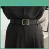 Black Pu No Hole Waist Belt Casual Vintage Style For Men And Women Unique Design