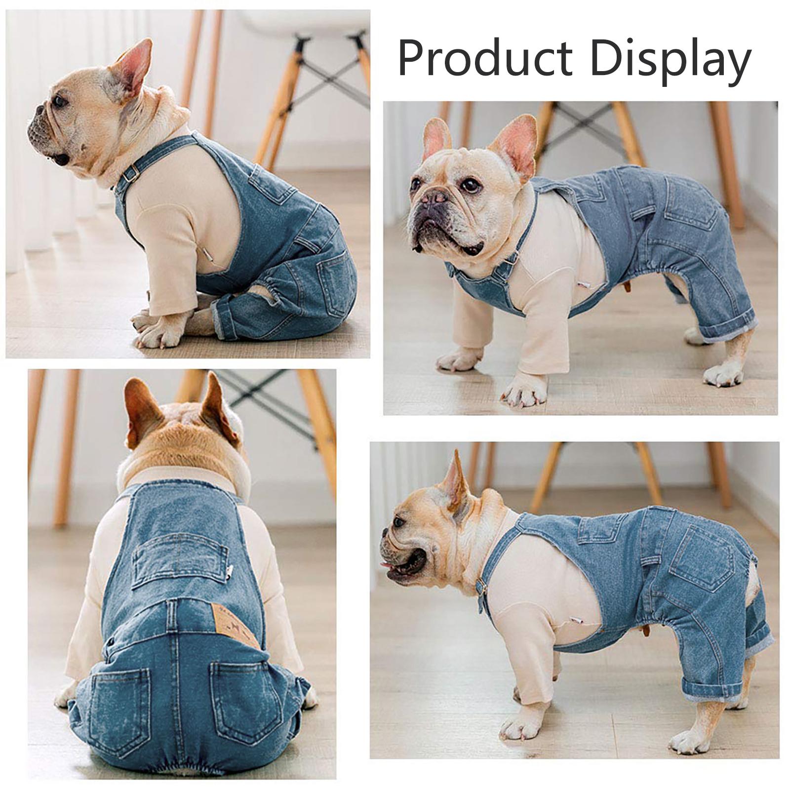 

Pet Denim Jumpsuit Comfortable Dog Jean Overalls Clothes Washable Soft Cat Fashion Denim Pants Outfit for Small Medium Dogs XL