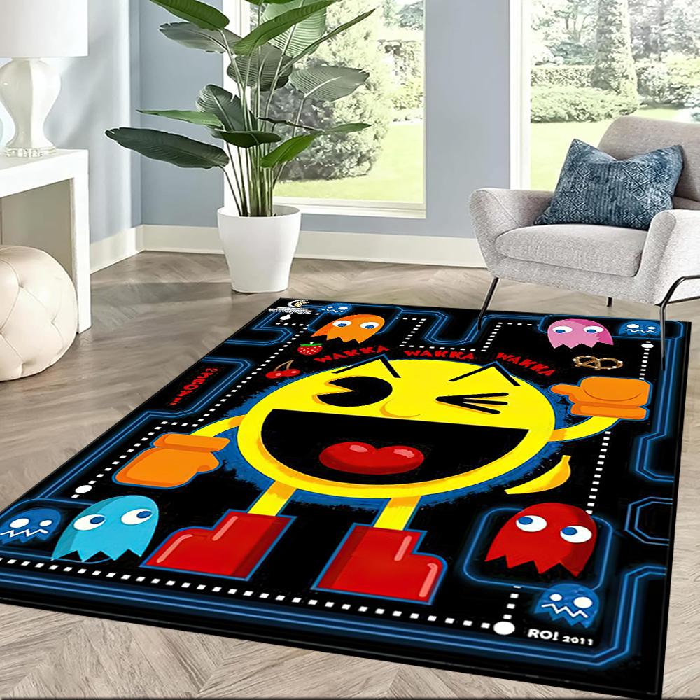 Pac-man Adventure Square rugs are a great choice for living rooms, bedrooms, home décor, and as gifts.