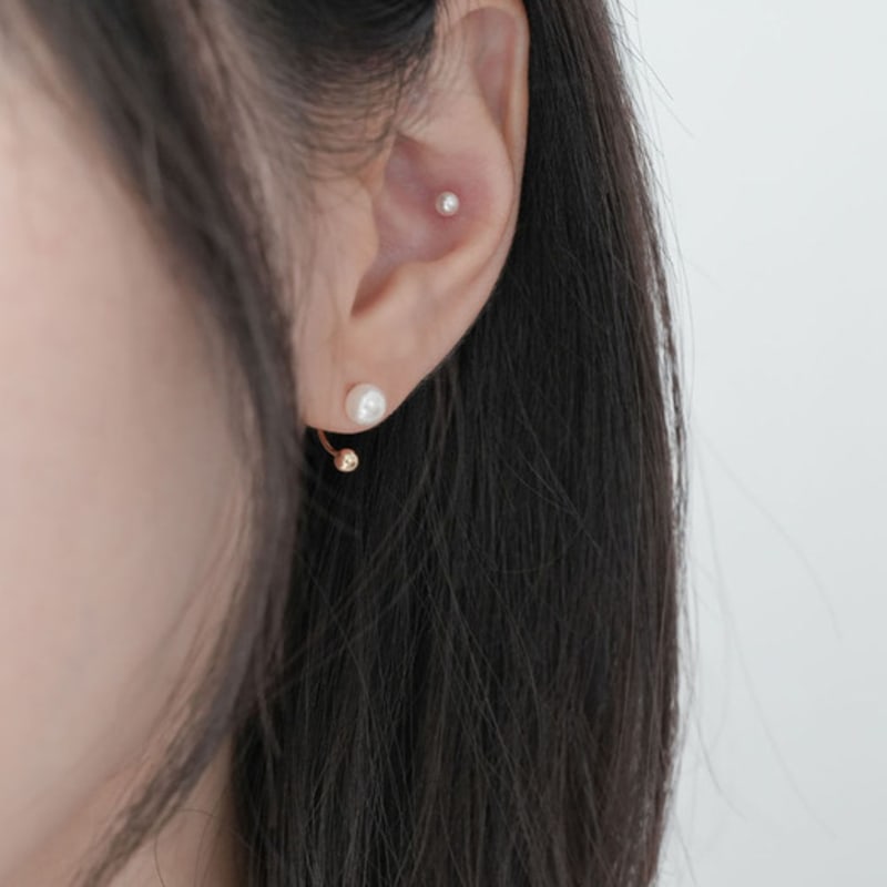 Youngglow 14k doppelseitiges Perlenkugel-Piercing