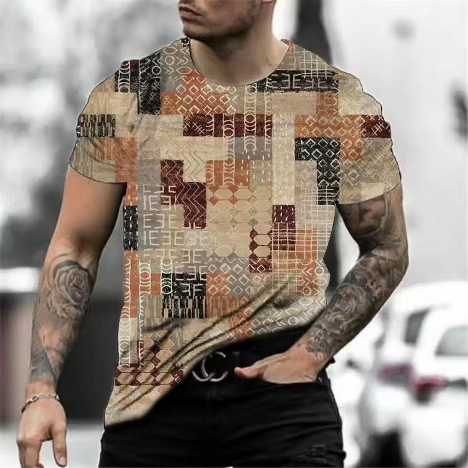 Ethnic Retro Pattern T Shirt For Men Exquisite 3D Printed Tees Summer Casual Short Sleeve Round Neck Tops Loose Street T-Shirts