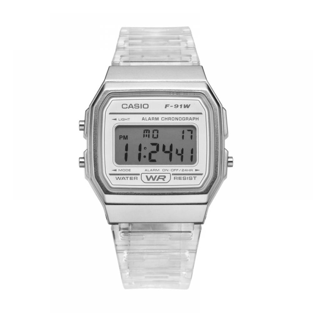 Casio F 91ws 7hdF F 91ws 7 Digital Square Vintage Retro Clear Public Pu Watch