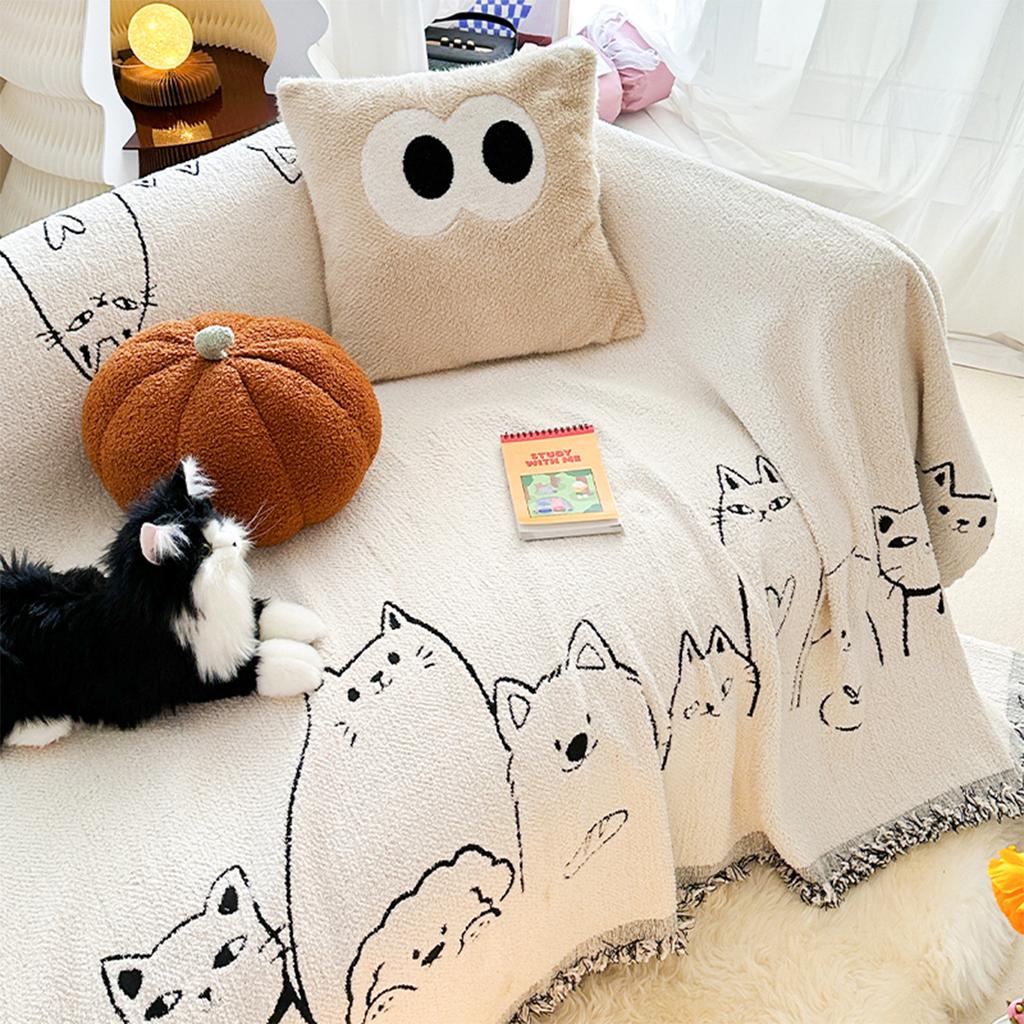 Modern Chenille Sofa Cover Entire Season Universal Simple Design Dual-sided Cat-proof Sofa Blanket Cover for Home Decor