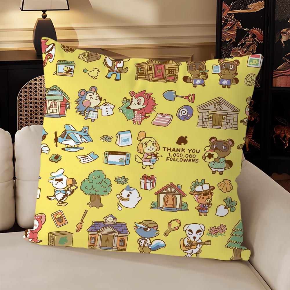 Game A-Animal Cute C-Crossing Cushion Cover Sofa Living Room Bedroom Headboard Backrest Cushion Square Cushion Nap Time Pillow C