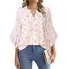 Lotus Leaf Seven Quarter Sleeve Top Solid Color Fashionable Casual Loose V-neck Business Shirt