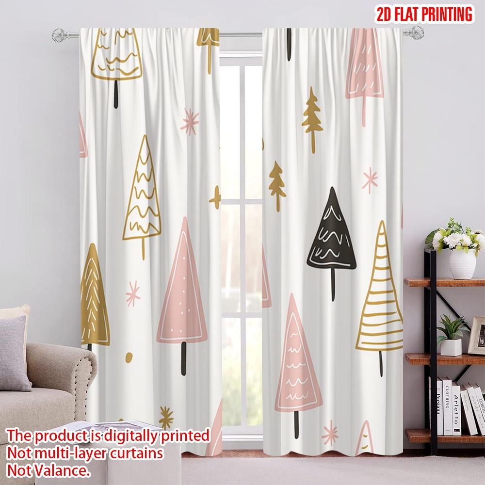 

2pcs,2D plane printing Light Filtering Curtains Christmas Tree Design (3) Versatile Fabric (without rod) Decorations Inside Use 52.50 × 116.00 cm 2 pcs