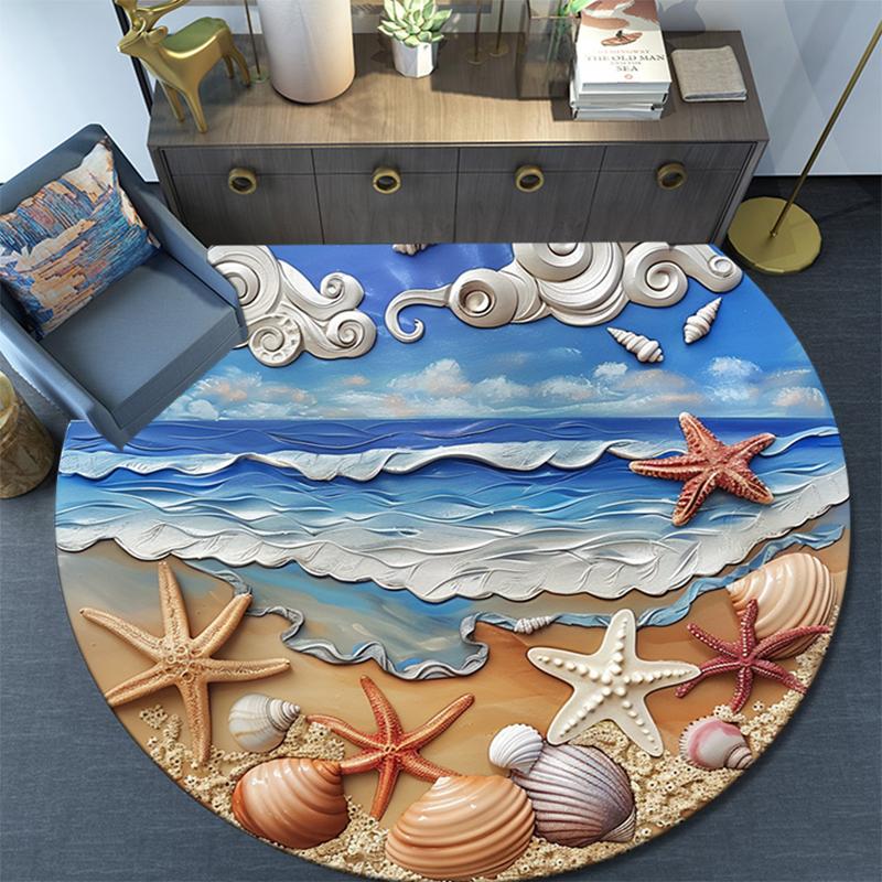 Tappeto Rotondo con Stampa Cartoon, Tappeto per Soggiorno Camera da Letto Divano Sala Giochi Decorazione, Tappetino Antiscivolo
