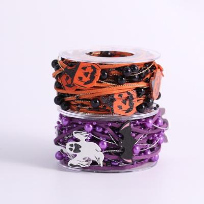 Pumpkin Halloween Decorative Ribbon Beads Ghost Halloween Packaging Gift Box Ribbon Handmade Wooden DIY Ribbon Strips Halloween