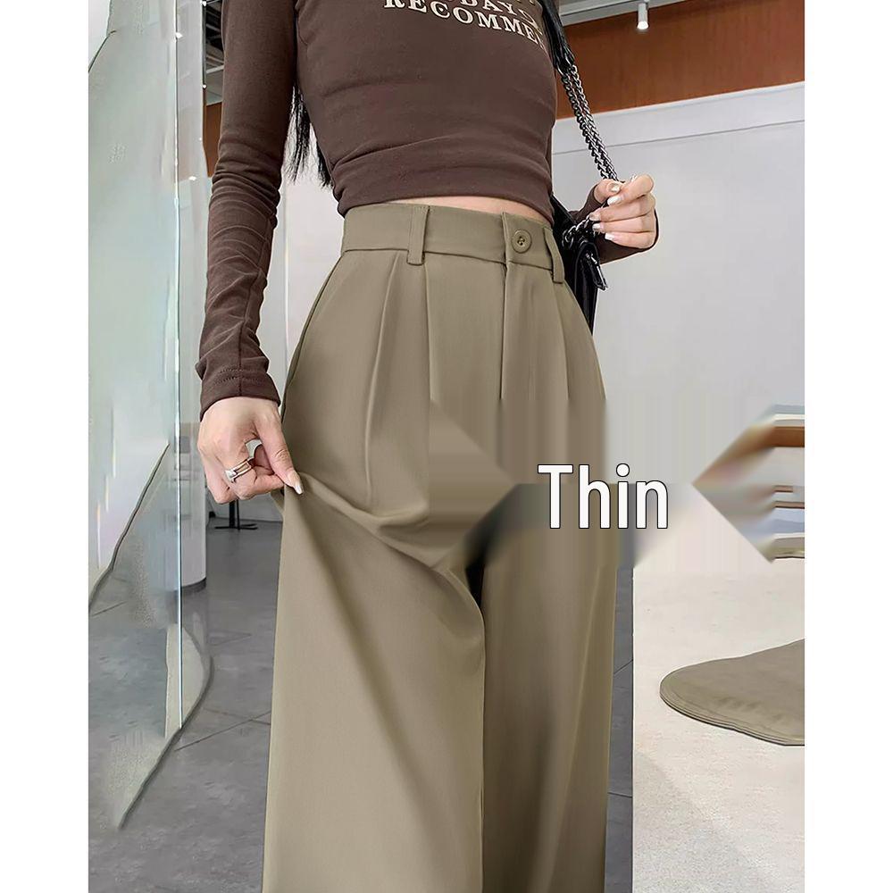 Women's High-Waist Casual Straight-Leg Suit Pants - Versatile Spring/Autumn Style