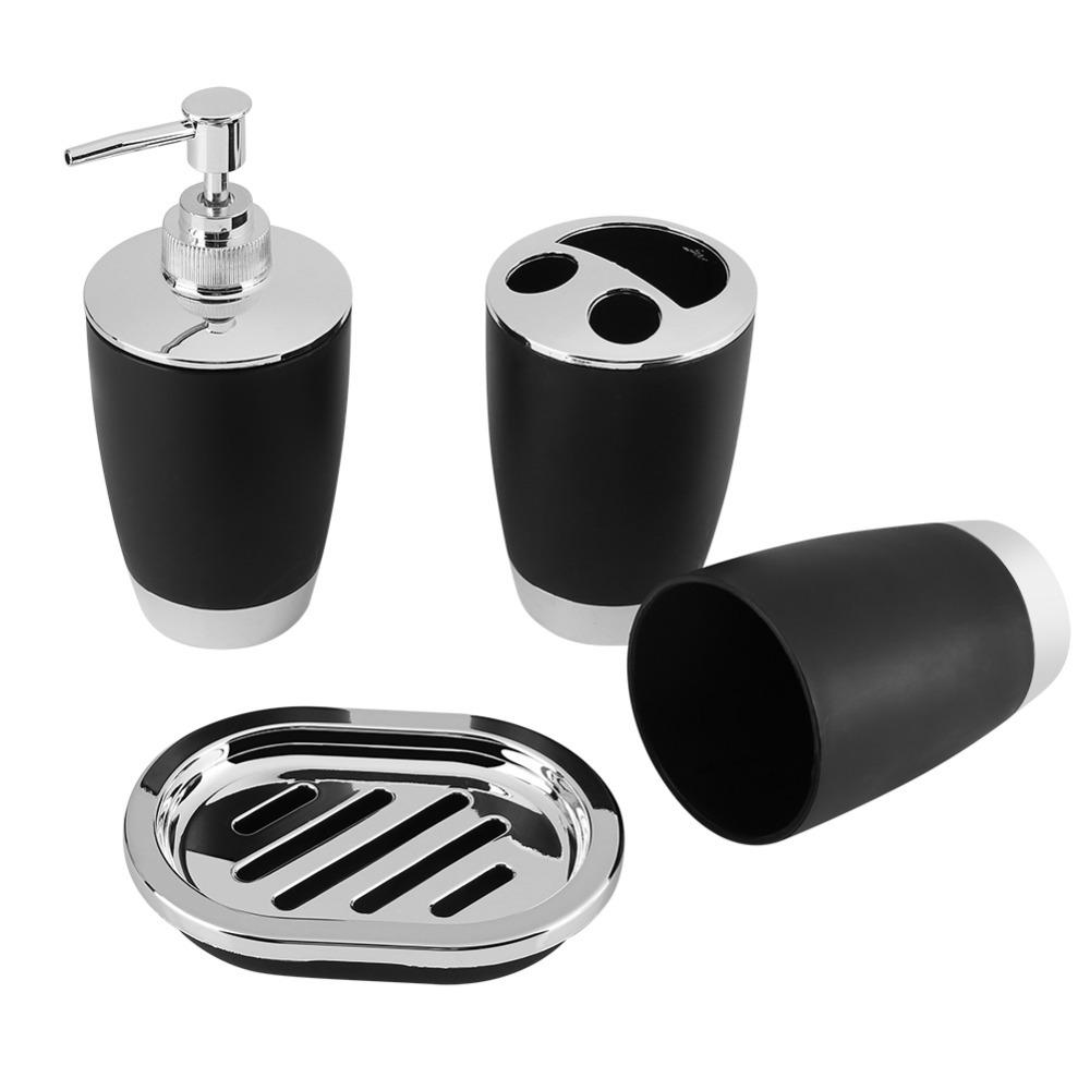 4 Piece Hygienic Design Bathroom Suit Accessories Bathroom Suit  Bathroom Countertop Storage чёрный