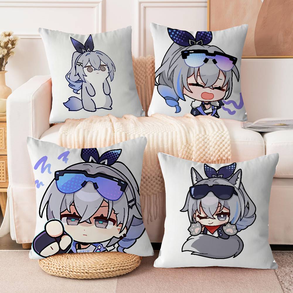 GAME Characters Silver Wolf Cushion Cover Car Throw Pillow Case For Sofa Car Christmas Gift 40x40cm 45x45cm