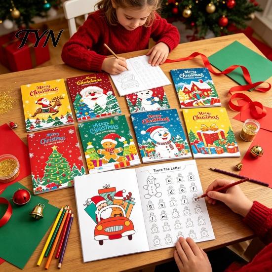 Thick Paper Coloring Book for Markers 8PCS Christmas Themed Book, Educational Activities Thickened Stocking Stuffers Kids Craft Supplies,