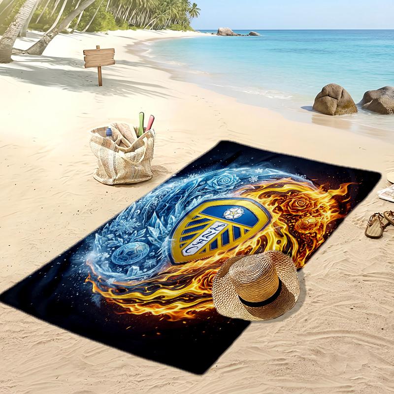 Asciugamano da Spiaggia con Stampa Leeds United Football, Asciugamano Grande Morbido ad Asciugatura Rapida per Spiaggia Campeggio Nuoto