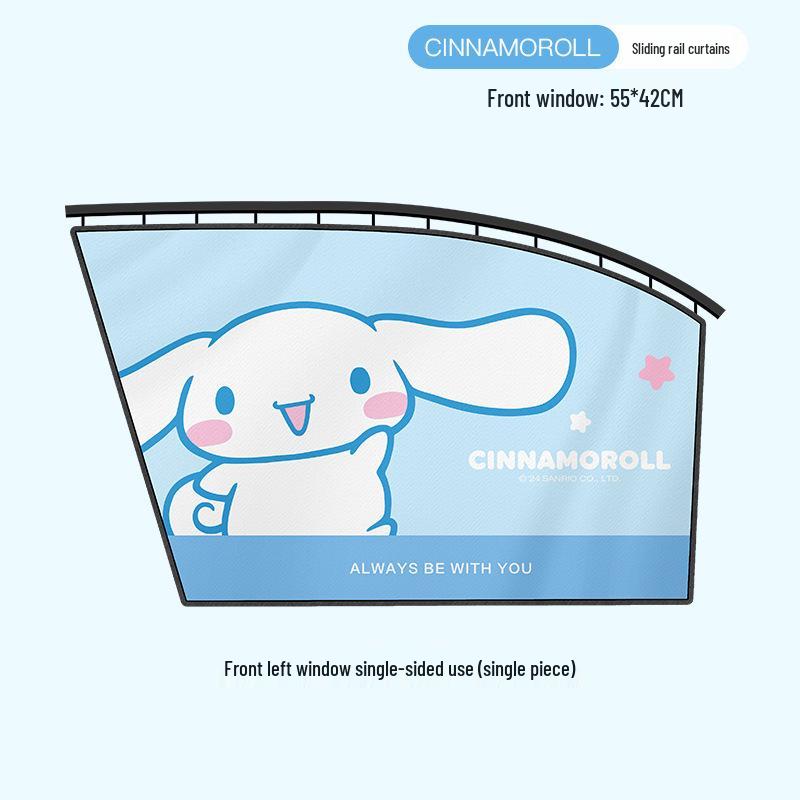 Kuromi Car Window Curtains: Sun Shades, Heat Insulation & Privacy Protection for Baby Car Interior.