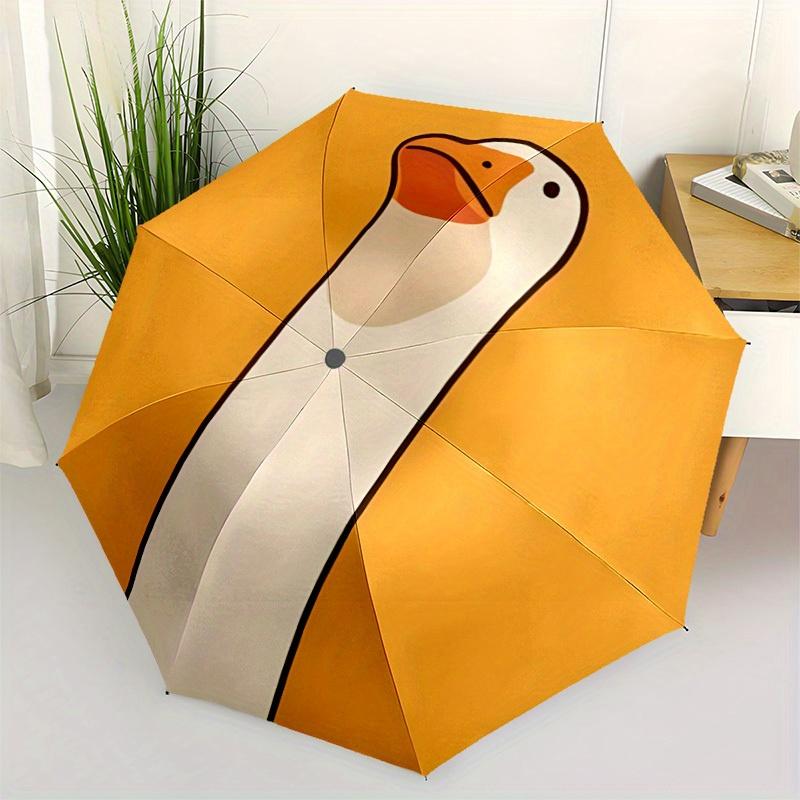 1pc Goose Cartoon Automatic Open/Close Umbrella with One Touch Button, Compact Folding Canopy, Sturdy 8 Rib Windproof Design   Lightweight  03