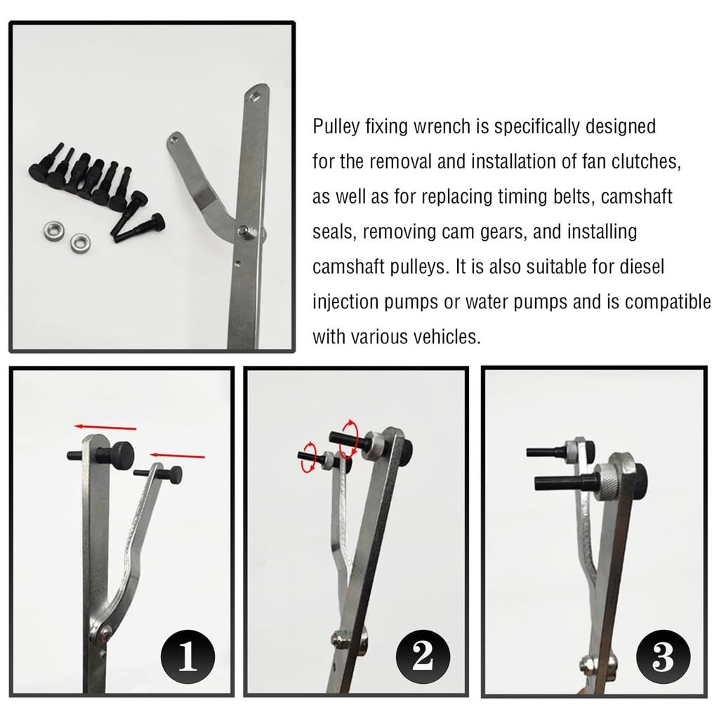 Strong Fan Clutch Remover Tool Kit Universal Camshaft Pulley Holders Easy To Use For Repair Man & DIY Enthusiasts