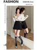 Stylish Black Polka Dot Ruffle-Edge A-Line Skirt for Women - Spring/Summer 2026 Collection