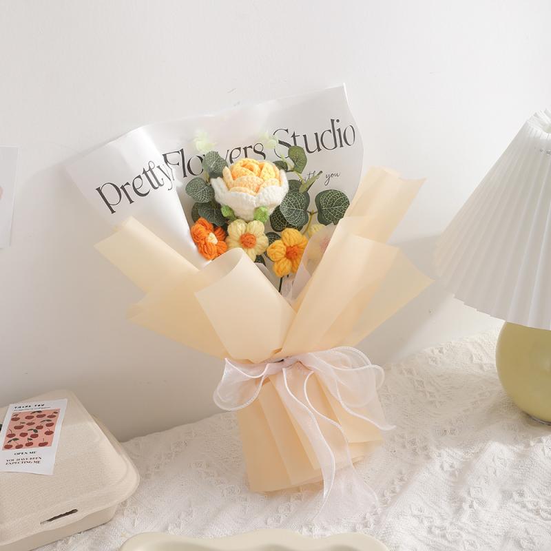 Artificial Crochet Flower Graduation Bouquet Hand-Knitted Bouquet Wedding Gifts For Guests Valentine'S Day Birthday Party Gifts