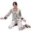 Damen Pyjama-Set im koreanischen Stil aus Seide - Langärmiger Cardigan und Hose