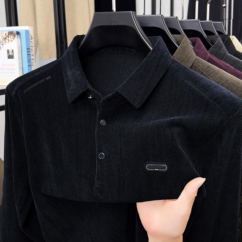 Autumn Long Sleeve Polo Shirt Men's Lapel Collar Casual Fashion Versatile T-Shirt Middle-Aged & Young Top