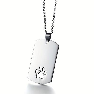Classic Fashion Minimalist Tag Dog Paw Print Pendant Necklace Neck Accessory