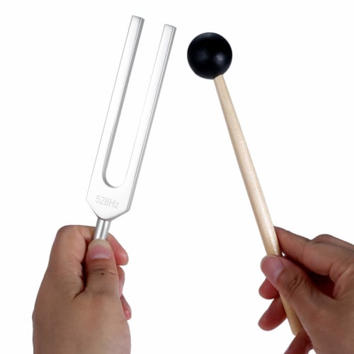 Dreld 528Hz Tuning Fork, Tuner, and Rubber Mallet with Storage Pouch, Purifying, Angelic Tones, Healing