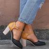 Summer New Fashion Women'S High Heel Sandals Ladies Pointed Toe Sandals Chunky Heel Shoes Plus Size 35-43
