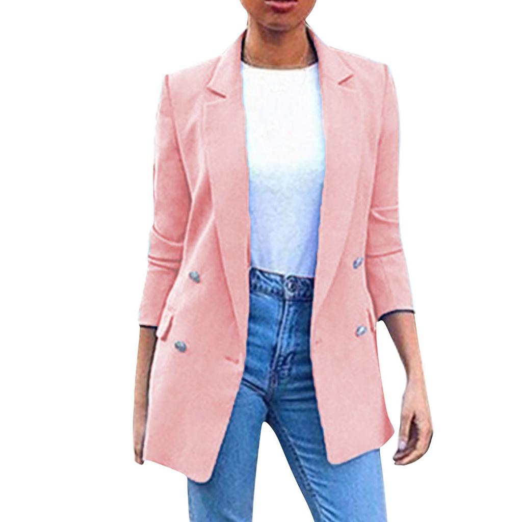 Women's Solid Colour Fashion Lapel Slim Fit Slit Pocket Cardigan Suit Coat
