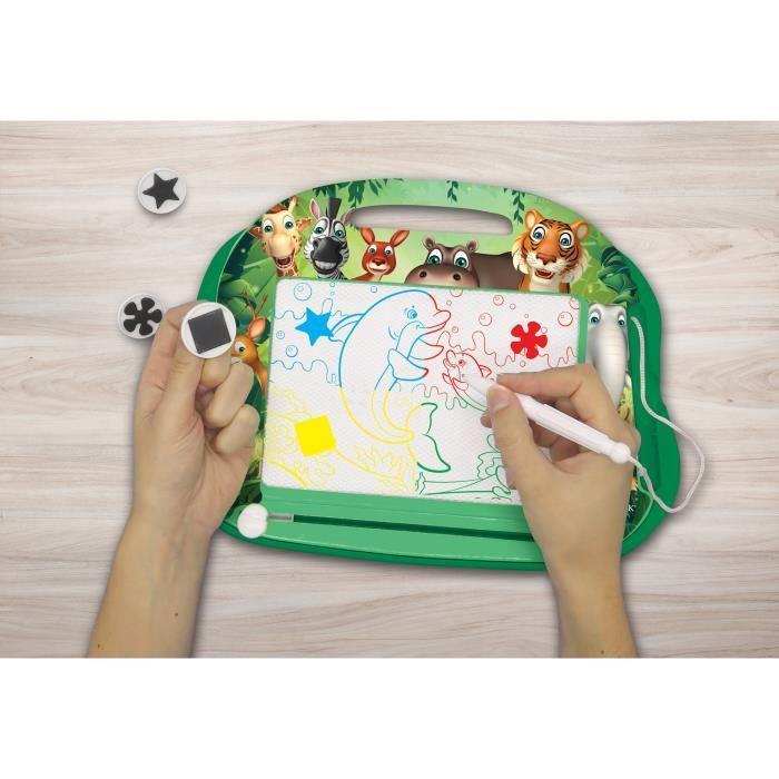 Ardoise Magique Animaux Format A5 Avec Accessoires Magnétiques Pour Dessiner En Couleurs - LEXIBOOK