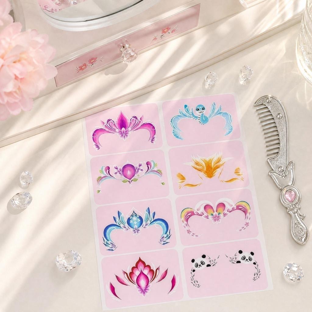 Kids Forehead Stickers for Festival Performance - Face Decals for Children's Dress Up Makeup