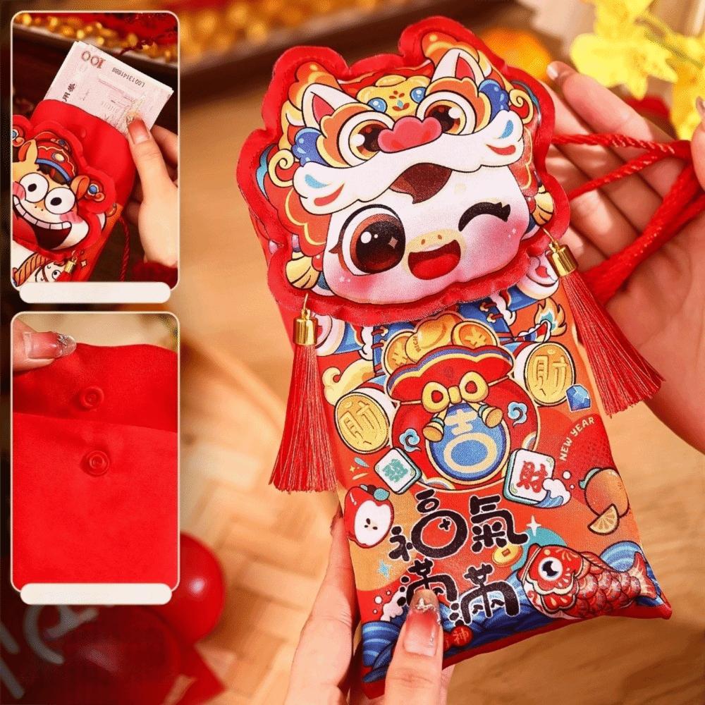 With shoulder straps New Year's Blessing Bag Cartoon Red Envelope  2026 Year of the Horse