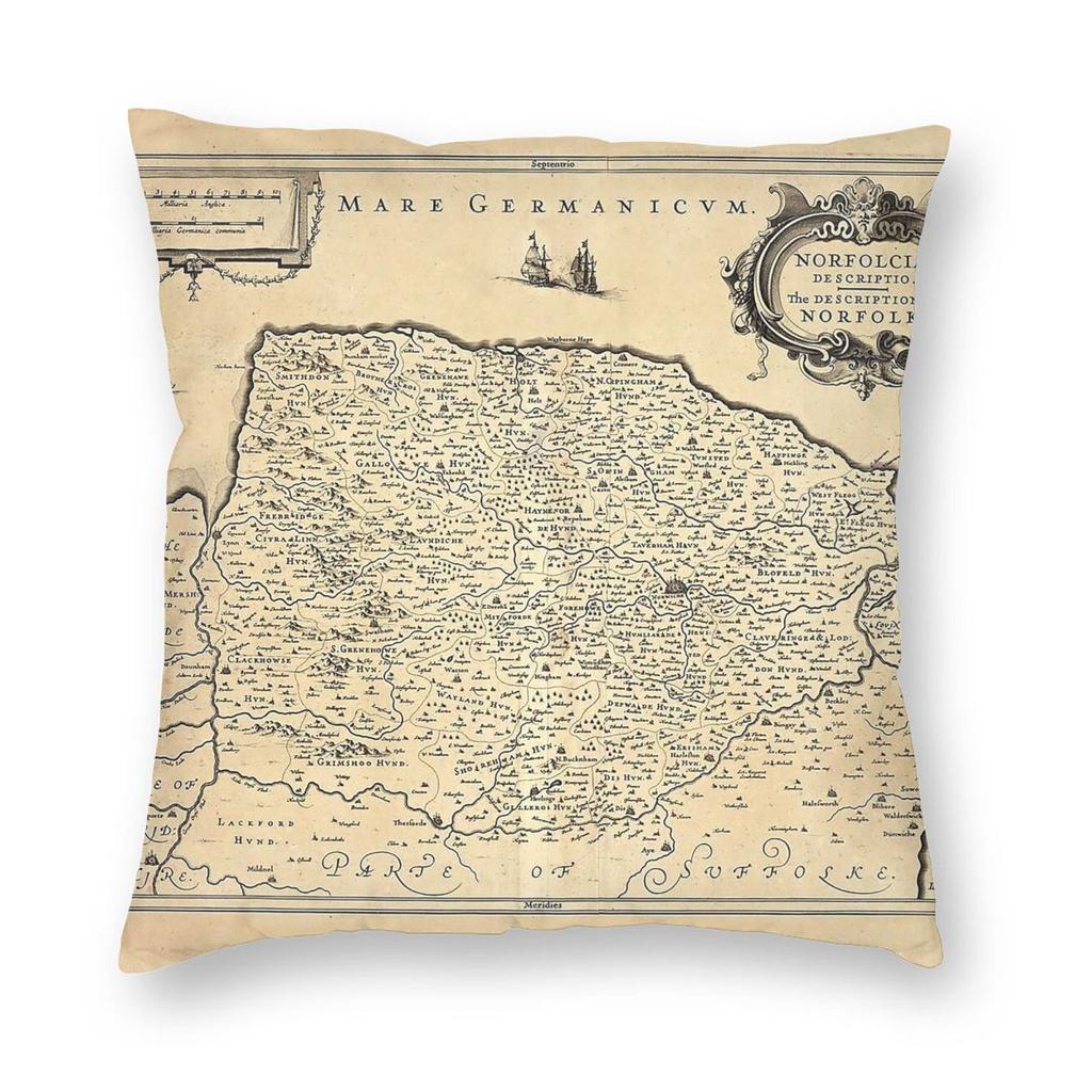 Map Of Norfolk Square Pillowcase Polyester Linen Velvet Creative Decorative Throw Pillow Case Home Cushion Cover Wholesale
