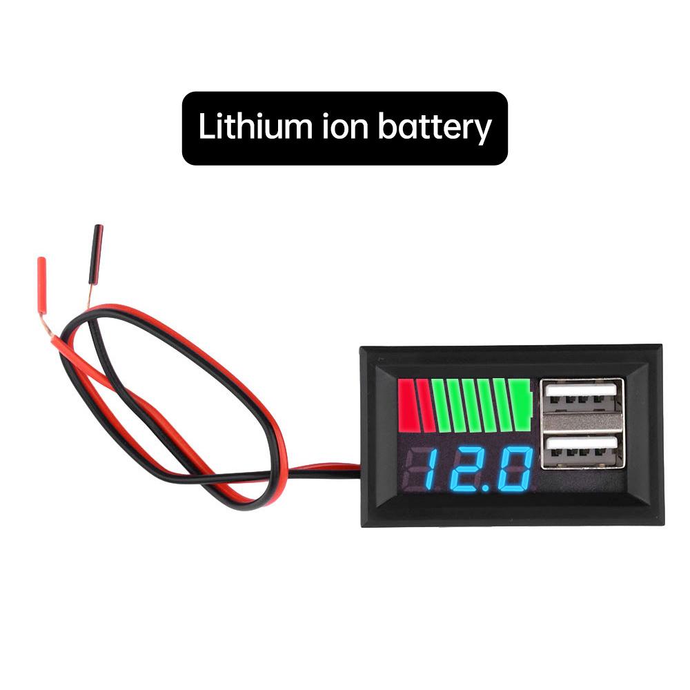 Dual USB 5V 2A Car Voltmeter Voltage Meter Panel 12V 3S Lithium Battery Capacity Indicator Power Tester Li-ion Lead acid
