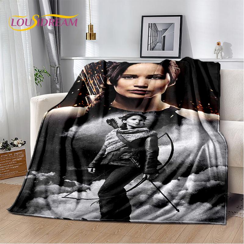 3D Dřevěná deka s postavou lukostřelce z filmu Hunger Games, měkká flanelová deka na postel, do ložnice, na pohovku, na piknik, přehoz na přikrytí venku