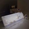 EWEADN K520 Crystal Clear Mechanical 104 Keyboard with Transparent RGB Wired Plug and Office English Layout Keyboard, Keys, Typewriter-Style Keycaps,