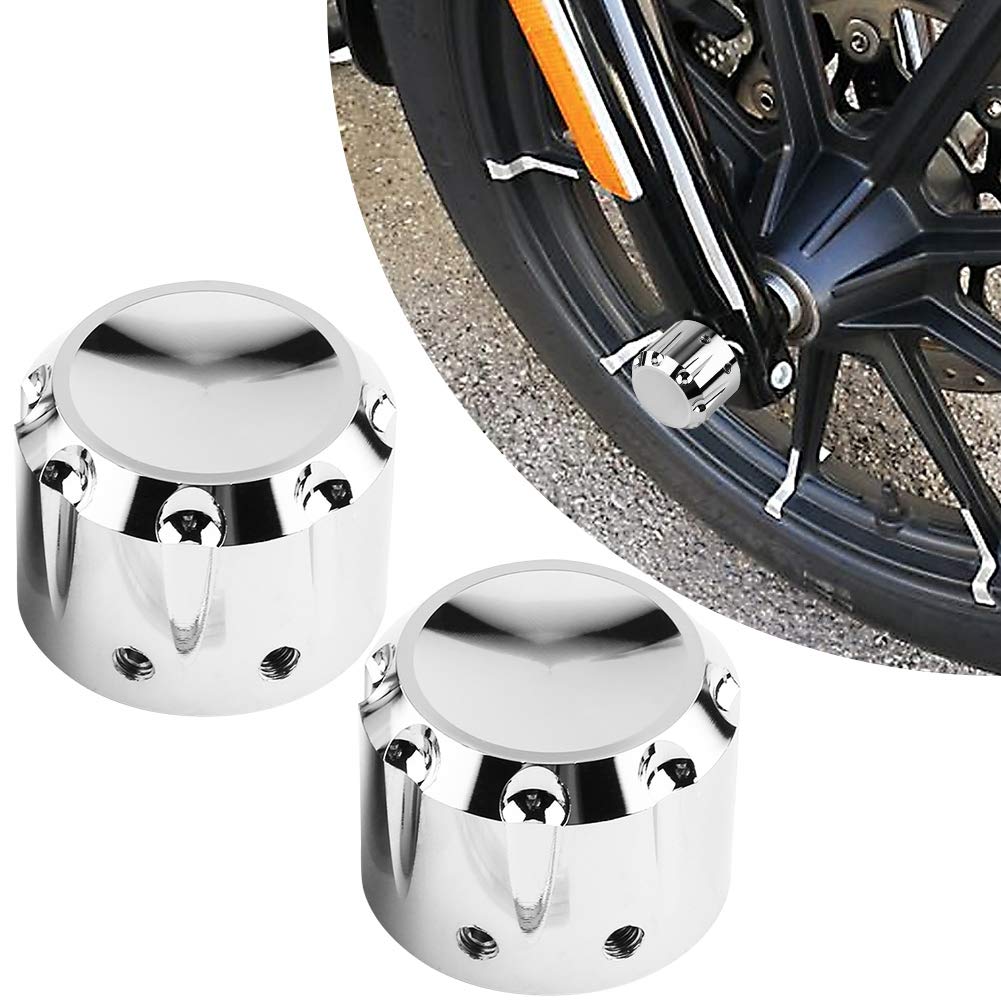 Akozon Motorcycle Front Axle Skull Nut Bolt Cover Caps, CNC Aluminum Motorcycle Front Axle Nut Covers, Axle Caps, 2 Pieces (Plated Color)